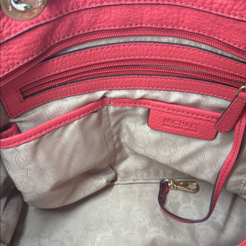 Michael Kors Coral and Tan Leather Tote - Picture 7 of 7